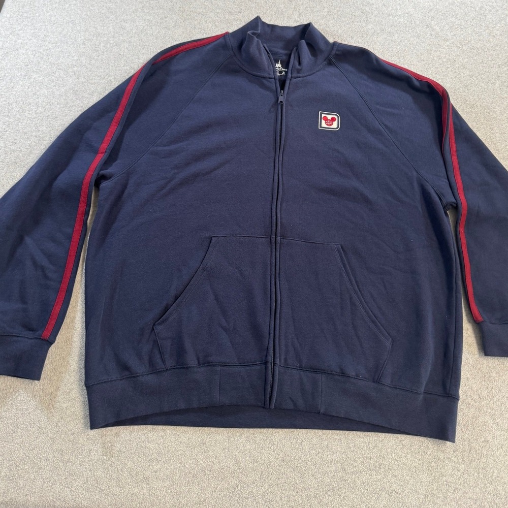 Disney Parks Track Jacket Men XL Navy Blue Excellent Mickey Mouse Zip Sweatshirt